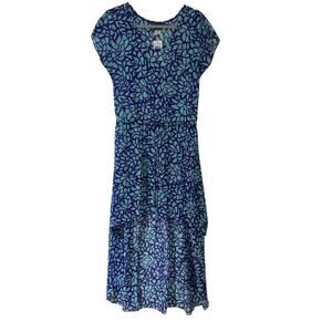 ELIF Turquoise Purple Semi Sheer Dress Medium